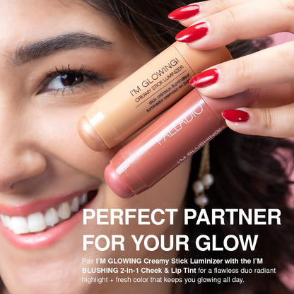 Palladio I'm Blushing 2-in-1 Cheek and Lip Tint, Buildable Lightweight Cream Blush, Sheer Multi Stick Hydrating formula, All day wear, Easy Application, Shimmery, Blends Perfectly onto Skin, Darling