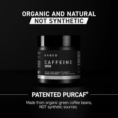 Kaged Caffeine Pills | Unflavored | 100 mg PurCaf Caffeine | Energy Boost, Coffee Replacement Pills | No Jitters | Supplements for Men & Women | 100 Servings