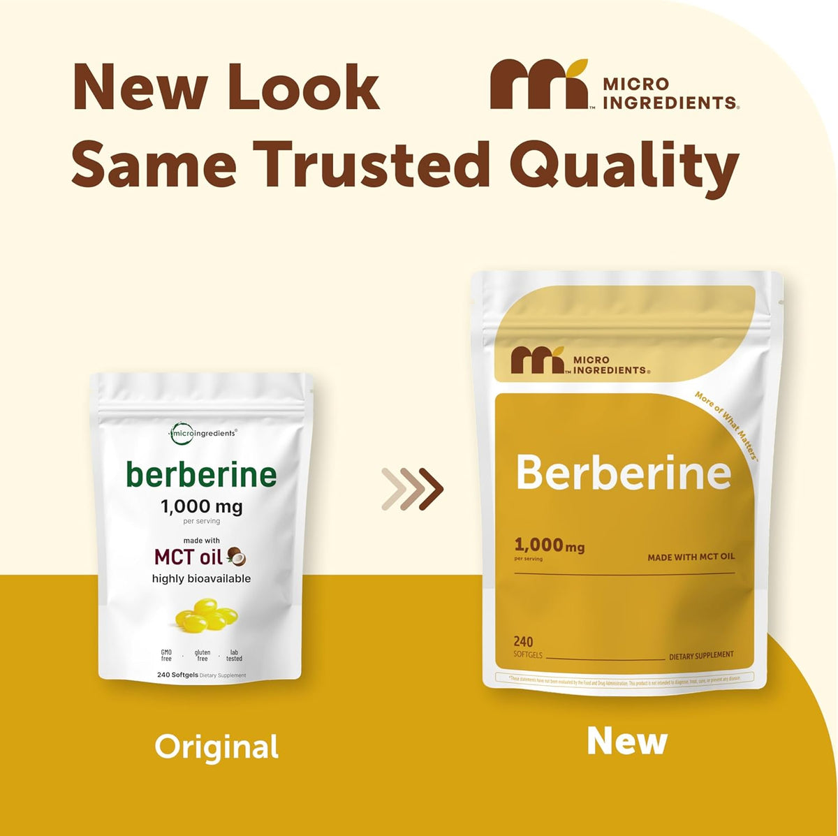 Micro Ingredients Berberine 1000mg with MCT Oil, 240 Softgels | Berberine HCl Supplement | Sourced from Berberis Aristata | Non-GMO, Gluten Free, No Soy