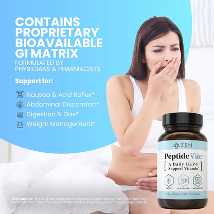 Zen Nutrients Everyday Peptide & Liver Metabolism Support Bundle - PeptideVite GLP-1 Support Vitamin for Naseau Relief & The Everyday Liver Vitamin Liver Cleanse Detox & Repair for Fatty Liver Support