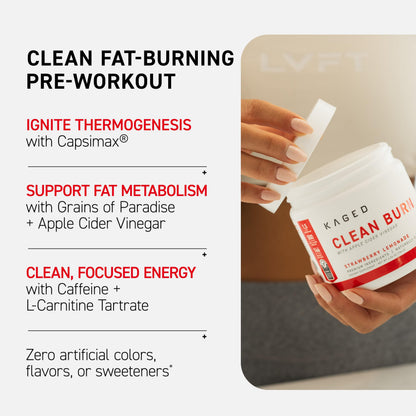 Kaged Thermogenic Powder Clean Burn Orange Mango Men & Women Weight Management Supplement Organic Caffeine Apple Cider Vinegar 30 Servings