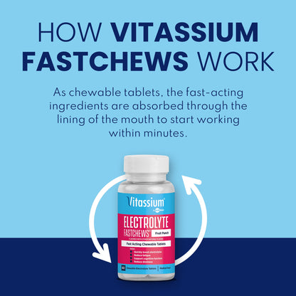 Vitassium FastChews, Chewable Electrolyte Tablets for Management of POTS and High Sodium Diets, Fast-Acting Sodium Tablets, Fruit Punch, 60 Count