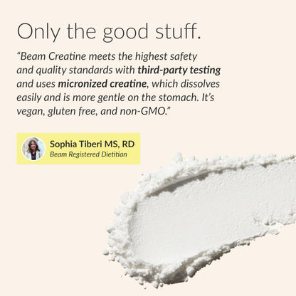 BEAM Creatine Monohydrate Powder – 5g Micronized Creatine Monohydrate, Third Party Tested Creatine for Women & Men, Muscle Strength, Growth, Recovery & Cognitive Support, Unflavored, 30 Servings
