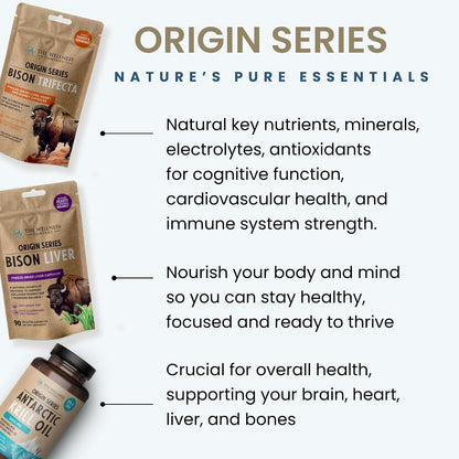 Bison Trifecta, 100% Grass-Fed Freeze-Dried Organs for Skin & Energy, 90ct