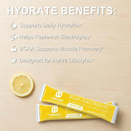OMOGS Electrolytes Powder, 9 Key Vitamins, Electrolyte Blend, Refreshing Lemonade, Sodium & Energy Supplementl, Keto Friendly, Zero Calories