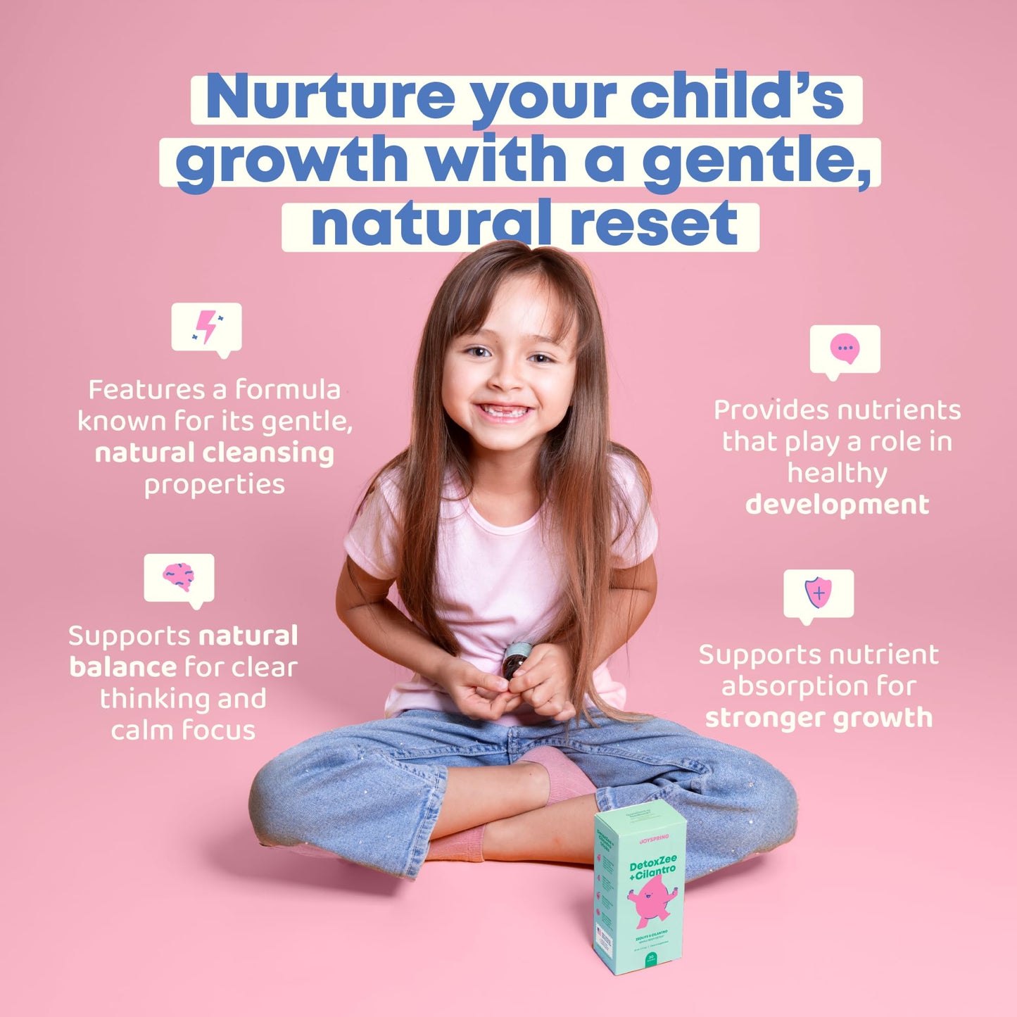 JoySpring DetoxZee Cilantro & Zeolite Drops for Kids | Liquid Zeolite Clinoptilolite with Cilantro Extract | Gentle Daily Wellness Support