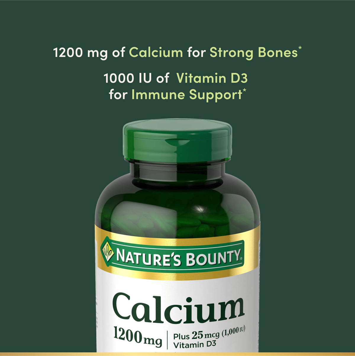 Suplement ​Nature’s Bounty Calcium 1200 mg with Vitamin D3, Bone Health & Immune Support, Vitamin D3 1000 IU, 220 Softgels - VelvetGlow USA