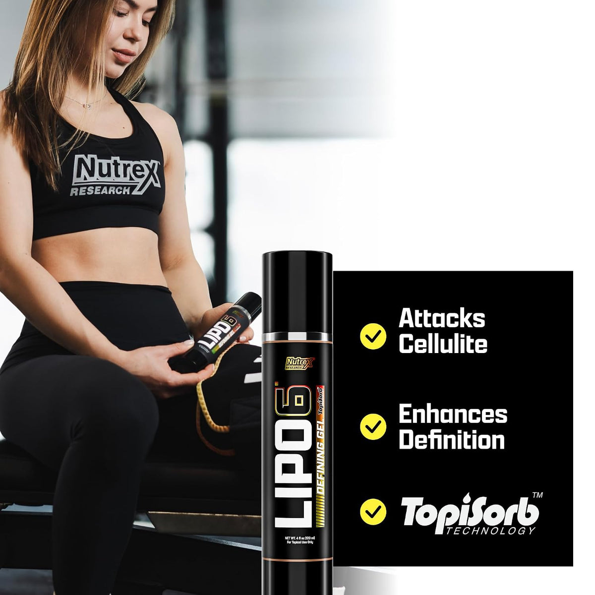 Nutrex Research Lipo-6 Defining Gel & L-Carnitine 3000 | Stimulant-Free Body Support & Workout Companion | Fast-Absorbing Topical Gel + Liquid L-Carnitine