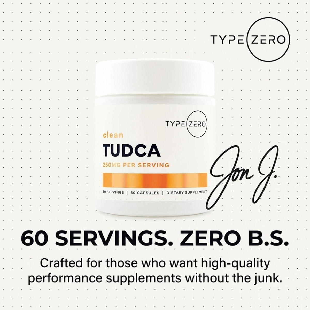 Type Zero Clean TUDCA (250mg) 60 Capsules, 60 Servings | Pure Tauroursodeoxycholic Acid Supplement, Bile Salt Derivative