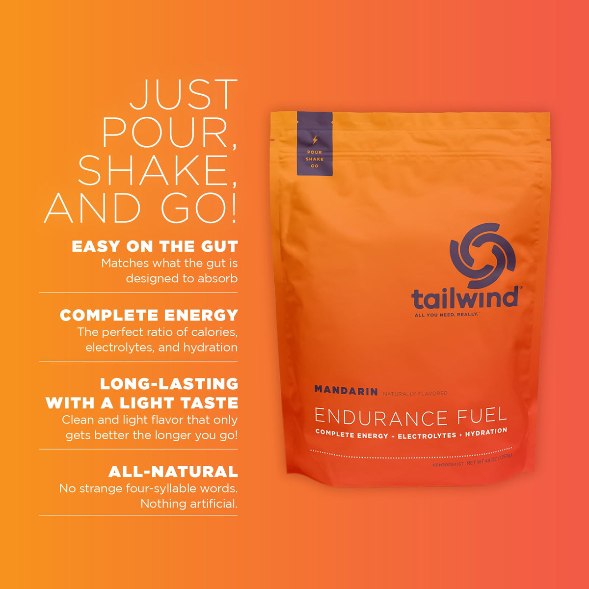 Tailwind Nutrition Endurance Fuel, Dauwaltermelon, 50-Serving Bag