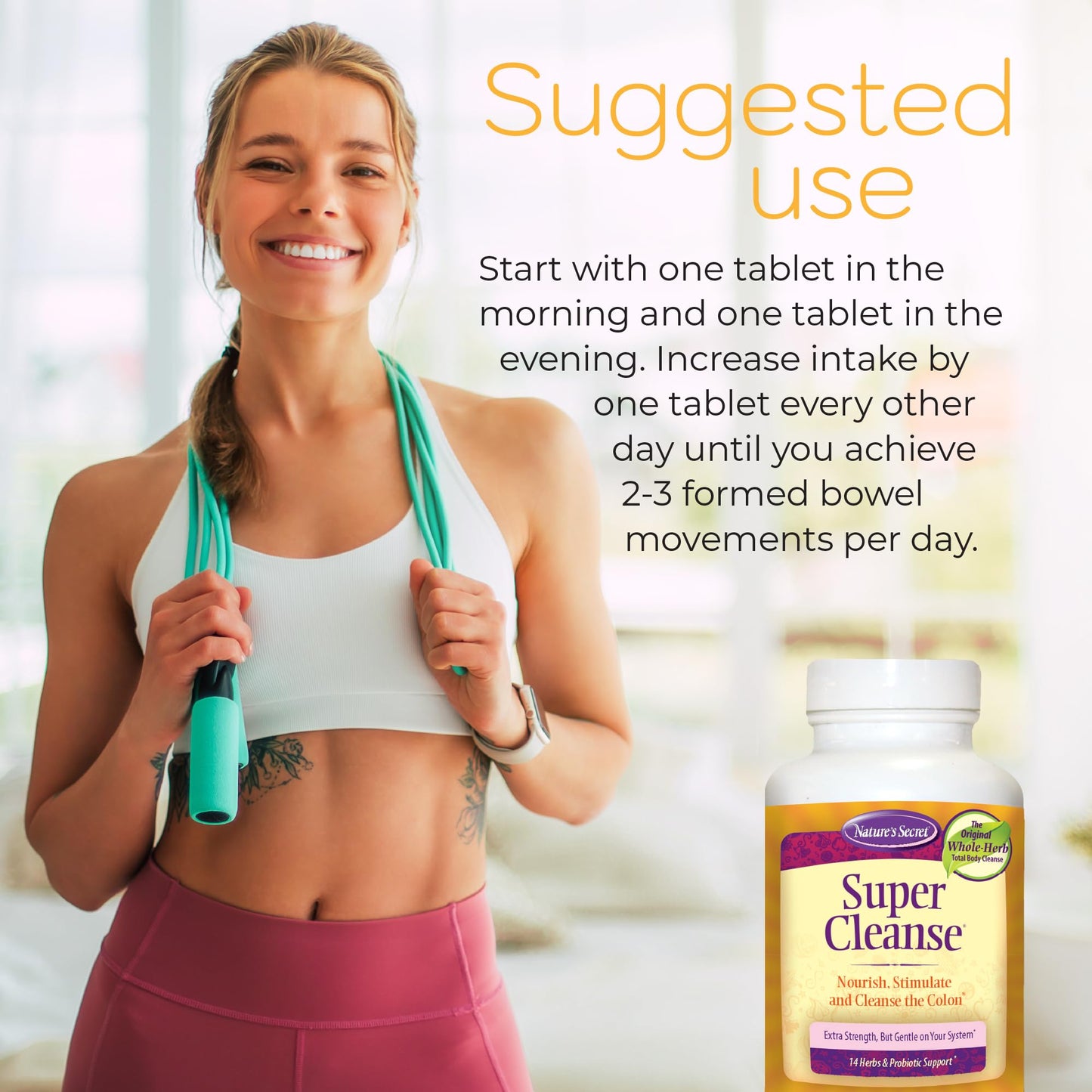 Nature’s Secret Super Cleanse - Extra Strength Colon Cleanse with 14 Herbs & Probiotic Support - Promotes Gut Health Detox Cleanse & Digestive Support