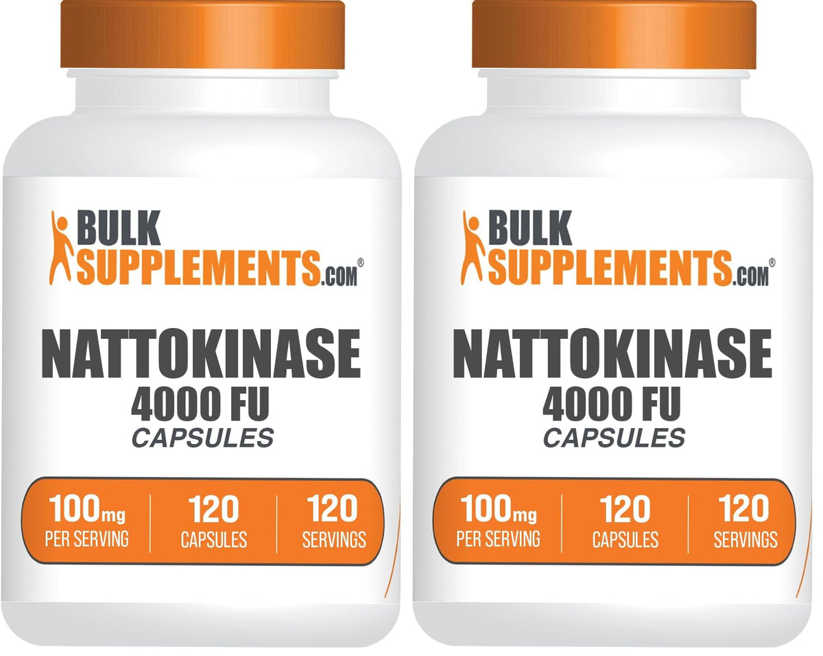 BulkSupplements.com Nattokinase 4000 FU Capsules - Nattokinase Supplement, Sourced from Natto Extract, Nattokinase 100mg - Gluten Free, 1 Capsule per Serving, 120 Capsules (Pack of 1)