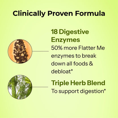 HUM Flatter Me Digestive Enzymes, Digestion & Bloating Support, 60 Count