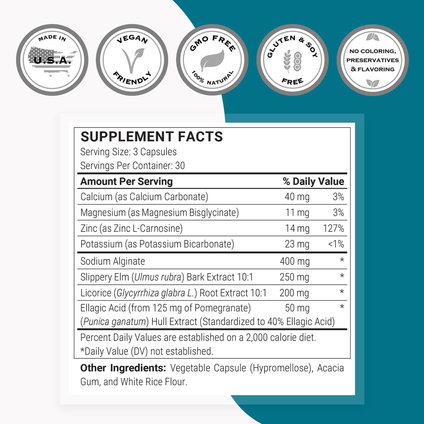 Supersmart Acid Balance Formula (Advanced Complex) - with Zinc L-Carnosine, Slippery Elm Extract, Licorice Root | Non-GMO & Gluten Free - 90 Vegetarian Capsules Supersmart buy supplements Au