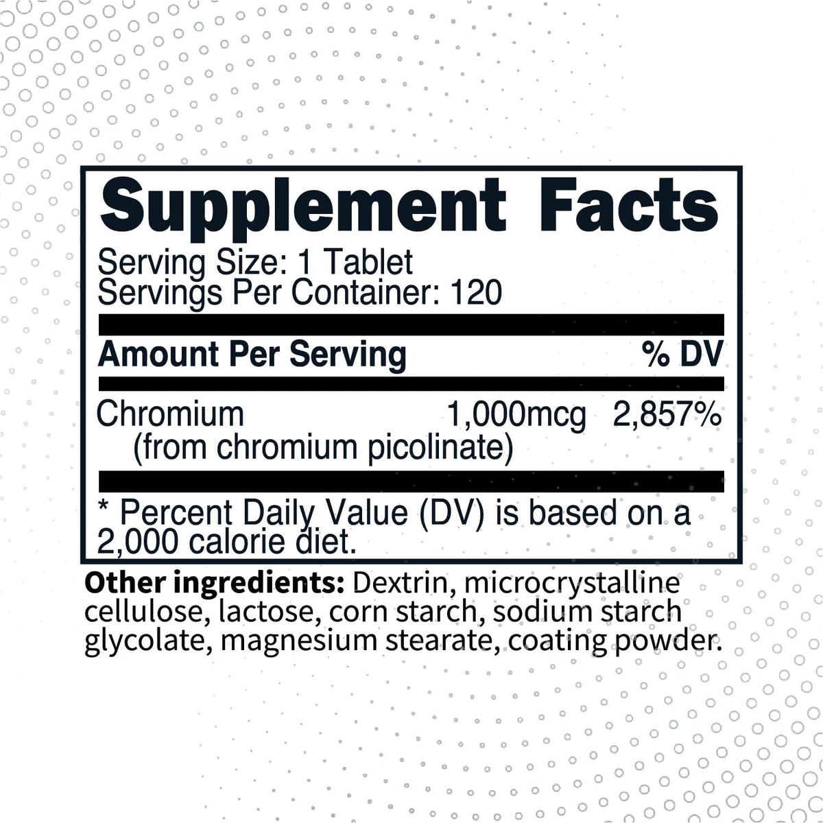 Type Zero Clean Chromium Picolinate (1000mcg) 120 Tablets, Gluten-Free | GMO-Free