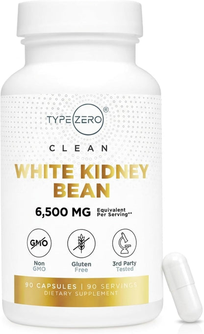 Type Zero Clean White Kidney Bean Extract 90 Capsules for 90 Servings Per Bottle - Non-GMO, Gluten Free