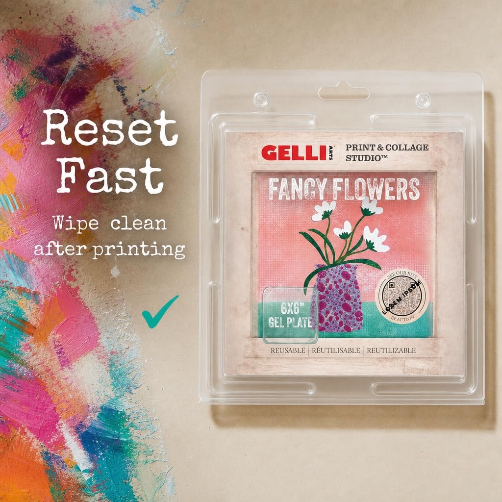 Gelli Arts Gel Printing Plate – Reusable Gel Printing Plate, Printmaking Supplies, Monoprinting at Home, Arts and Crafts – Easy Cleaning & Storage – Made in the USA – 6" x 6" – Blush Bloom