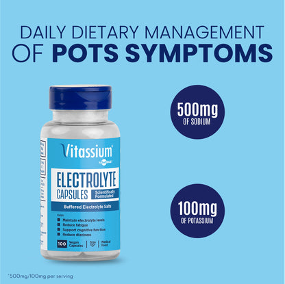 Vitassium Electrolytes Salt Pills for POTS Scientifically Formulated 100ct