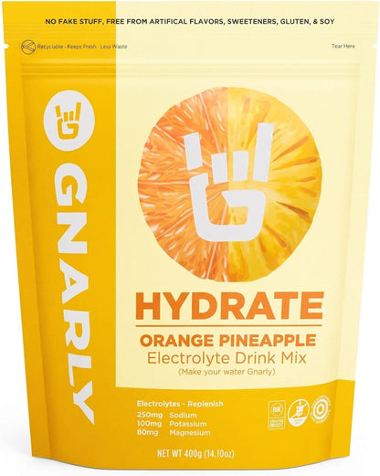 Gnarly Nutrition Hydrate Electrolyte Powder – Orange Pineapple Exercise Hydration Drink Mix – NSF Sport Certified – Electrolyte Solution, Performance & Recovery – Orange Pineapple, 14.10 oz