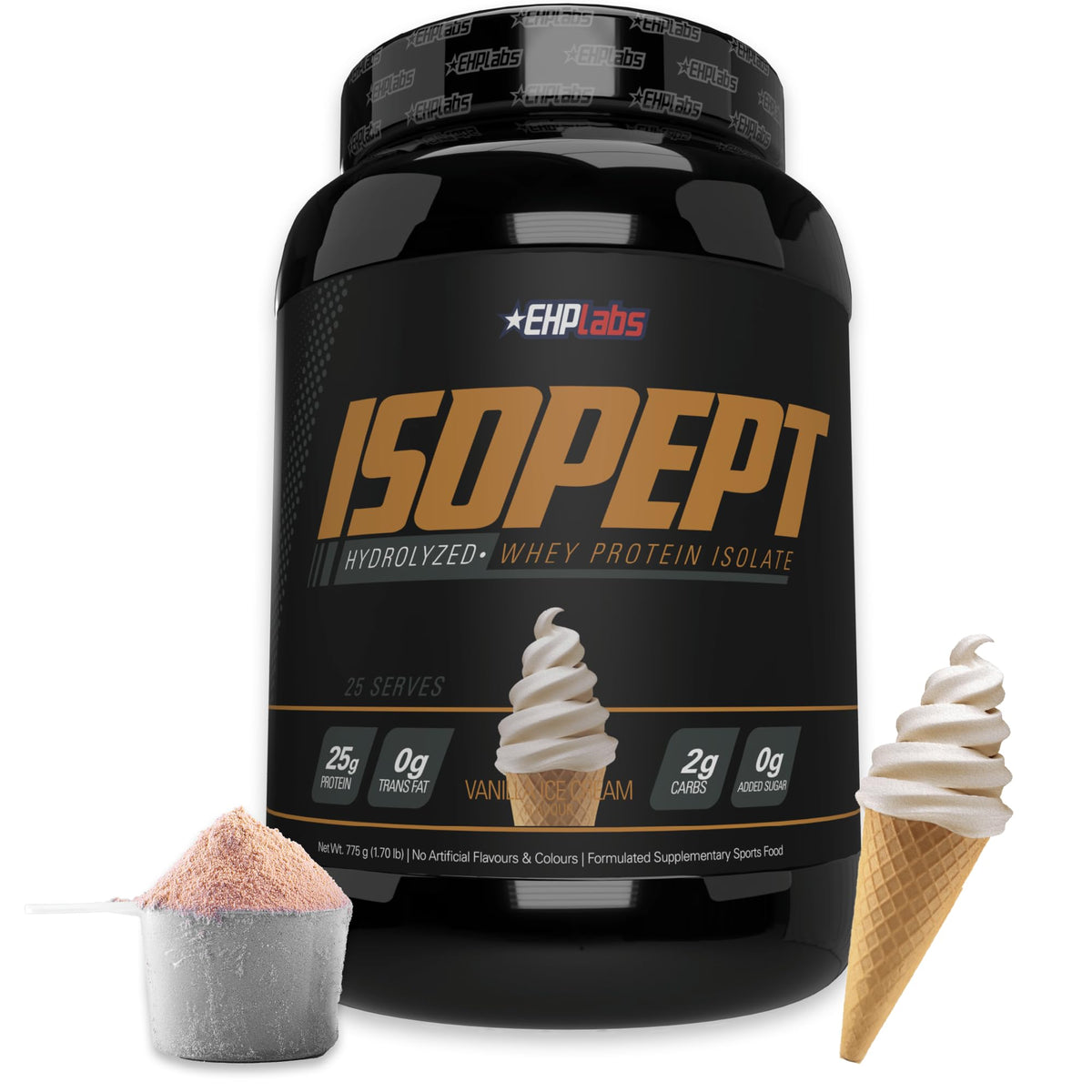 IsoPept Hydrolyzed Whey Protein Powder by EHPlabs - 100% Whey Protein Isolate & Hydrolysate, 27g of Protein, Non-GMO, Gluten Free, Fast Absorbing, Easy Digesting, 27 Serves (Strawberry Milkshake)