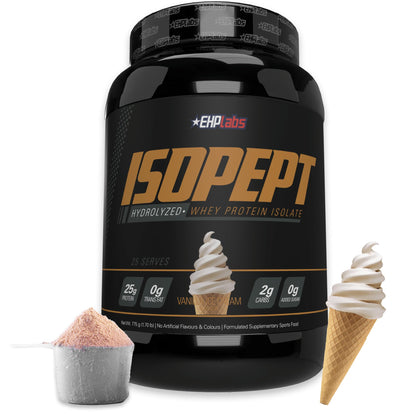 IsoPept Hydrolyzed Whey Protein Powder by EHPlabs - 100% Whey Protein Isolate & Hydrolysate, 27g of Protein, Non-GMO, Gluten Free, Fast Absorbing, Easy Digesting, 27 Serves (Strawberry Milkshake)
