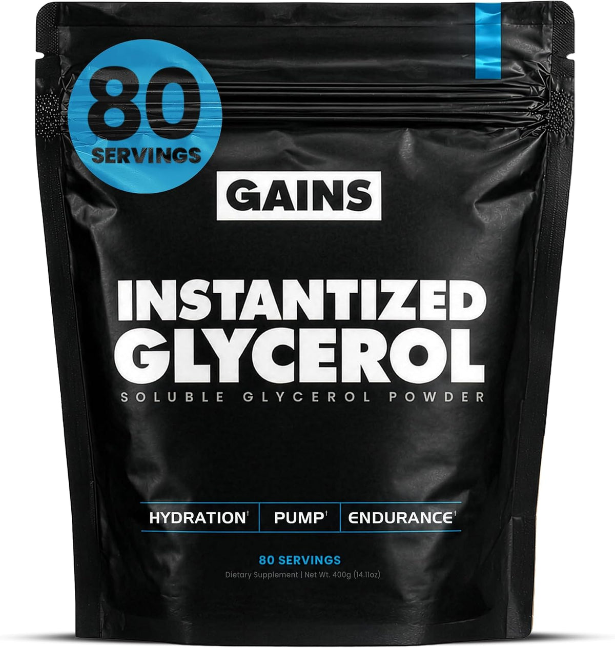 Gains in Bulk Glycerol Pre Workout Powder, Unflavored, 80 Servings