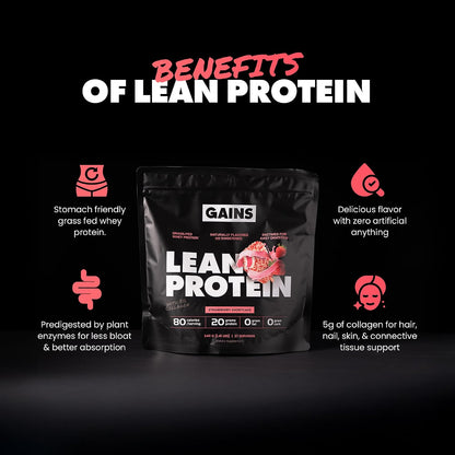 Gains in Bulk Lean Protein Powder with 20g Protein, Strawberry, 27 Servings