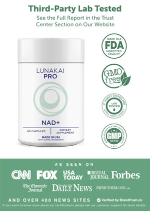Suplement ​Lunakai USA Made Dual-Pathway NAD+ Formula with NR & Resveratrol – Natural NAD Supplement for Women & Men – Healthy Aging 7 - VelvetGlow USA