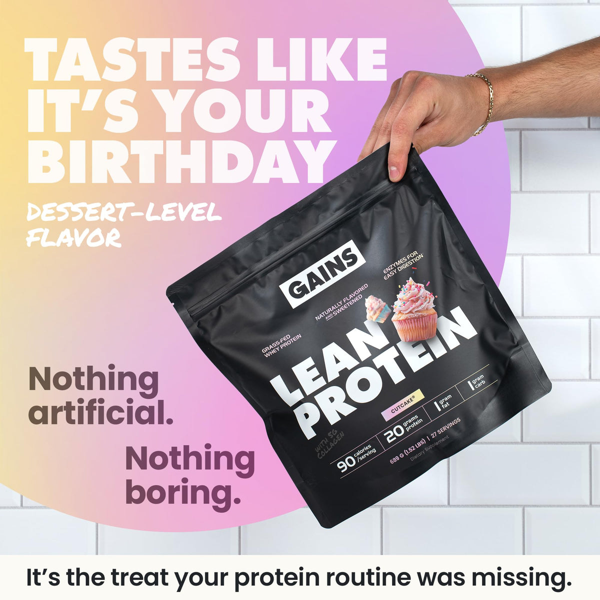 Gains in Bulk Lean Protein Powder with 20g Protein, Strawberry, 27 Servings