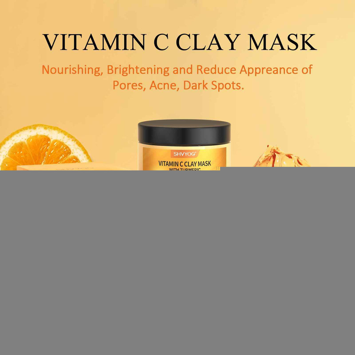 SHVYOG Turmeric Vitamin C Clay Mask with Kaolin Clay for Dull & Blemish-Prone Skin, Deep Cleansing Facial Mask, Face Masks Skincare for Controlling Oil