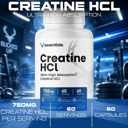 Bucked Up - Creatine HCL, 750mg Serving - 60 Servings (60 Capsules)