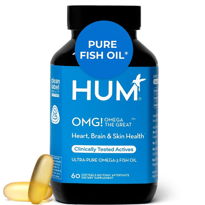 HUM OMG! Omega The Great Fish Oil, DHA, EPA & Vitamin E, 60 Count