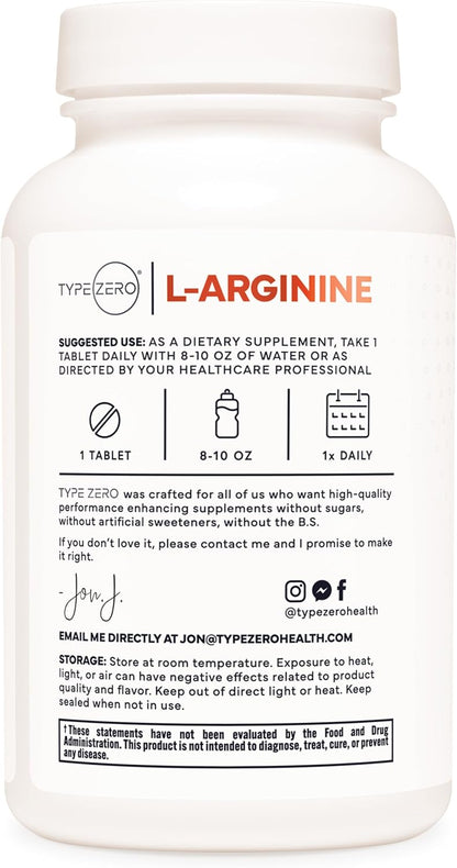 Type Zero L-Arginine 90 Tablets 1,000 mg per Serving - Non-GMO