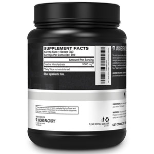Suplement ​Jacked Factory Creatine Monohydrate Powder 1000g - 5g Daily Creatine Supplement for Men and Women, Vegan-Friendly, VelvetGlow USA