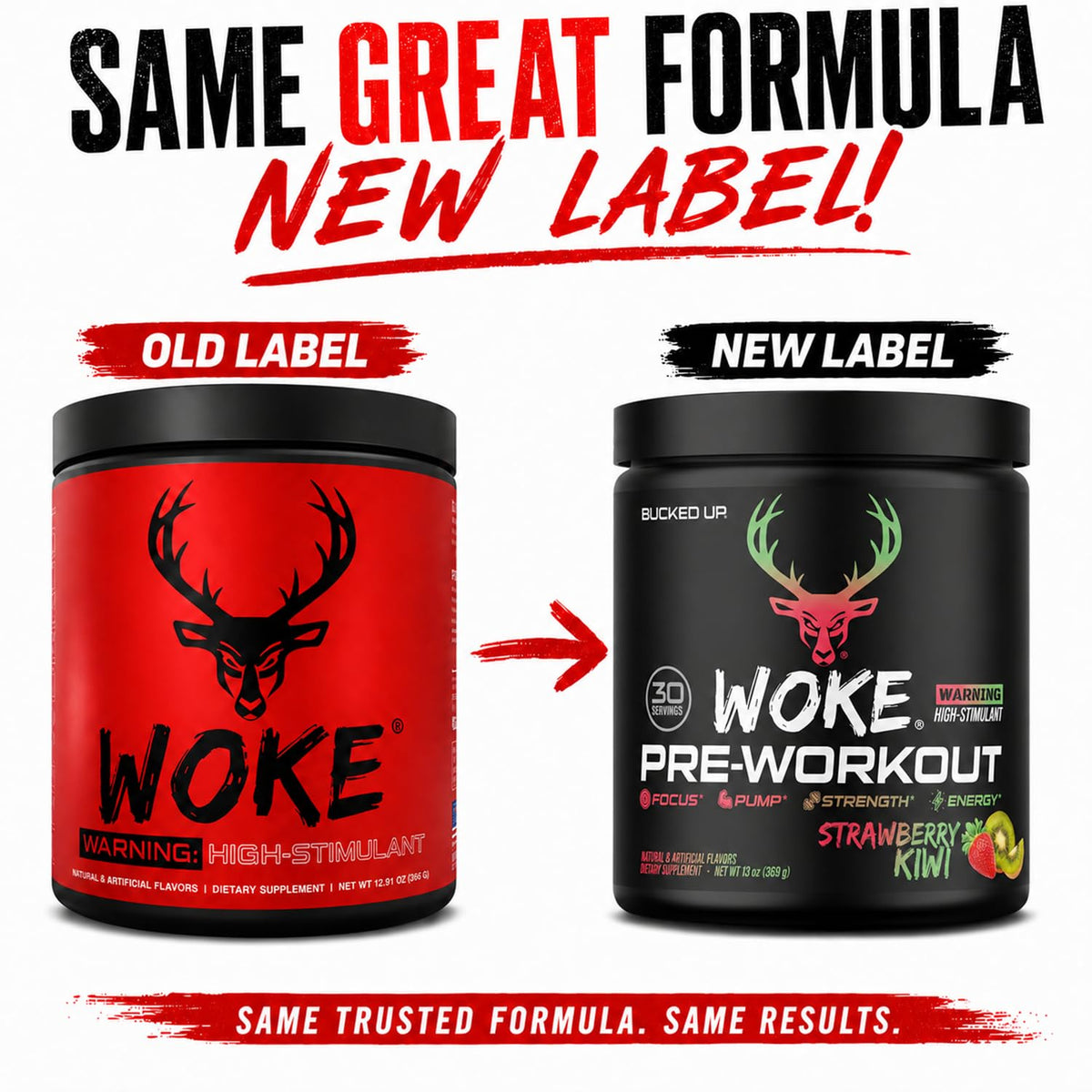 Bucked Up - Woke - HIGH STIM Pre Workout - Best Tasting - Focus Nootropic, Pump, Strength and Growth, 30 Servings (Rocket Pop)