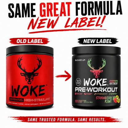 Bucked Up - Woke - HIGH STIM Pre Workout - Best Tasting - Focus Nootropic, Pump, Strength and Growth, 30 Servings (Rocket Pop)