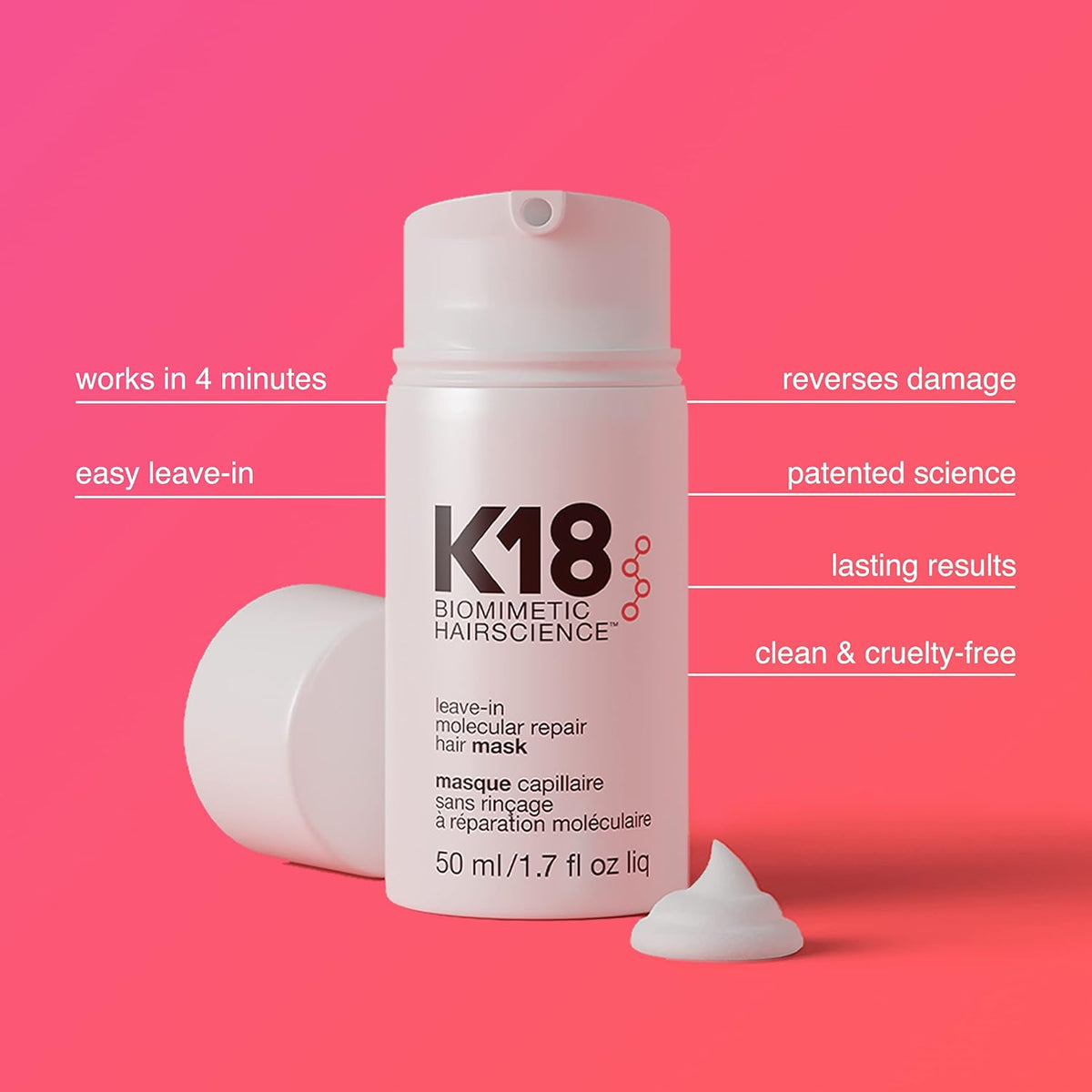 K18 Repair Bundle - Leave-In Repair Hair Mask, 4-Minute Speed Treatment(50ml), and Weightless Hair Strengthening Oil (30ml)