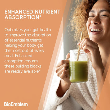 BioEmblem Probiotics for Women & Men – 55 Billion CFU | 11 Strains with Prebiotics & Postbiotics | Jerusalem Artichoke & Inulin | Digestive & Immune Support, Nutrient Absorption | Non-GMO,45 Capsules