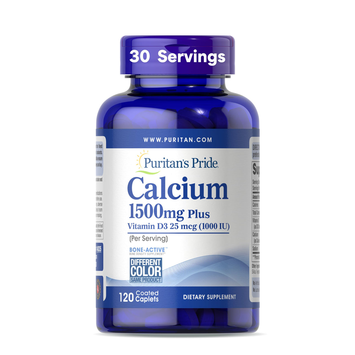 Suplement ​Puritan's Pride Absorbable Calcium 1500 mg Plus Vitamin D3 25mcg 1000 IU, Dietary Supplement for Bone Strength, Heart, Nerve, Muscle - VelvetGlow USA