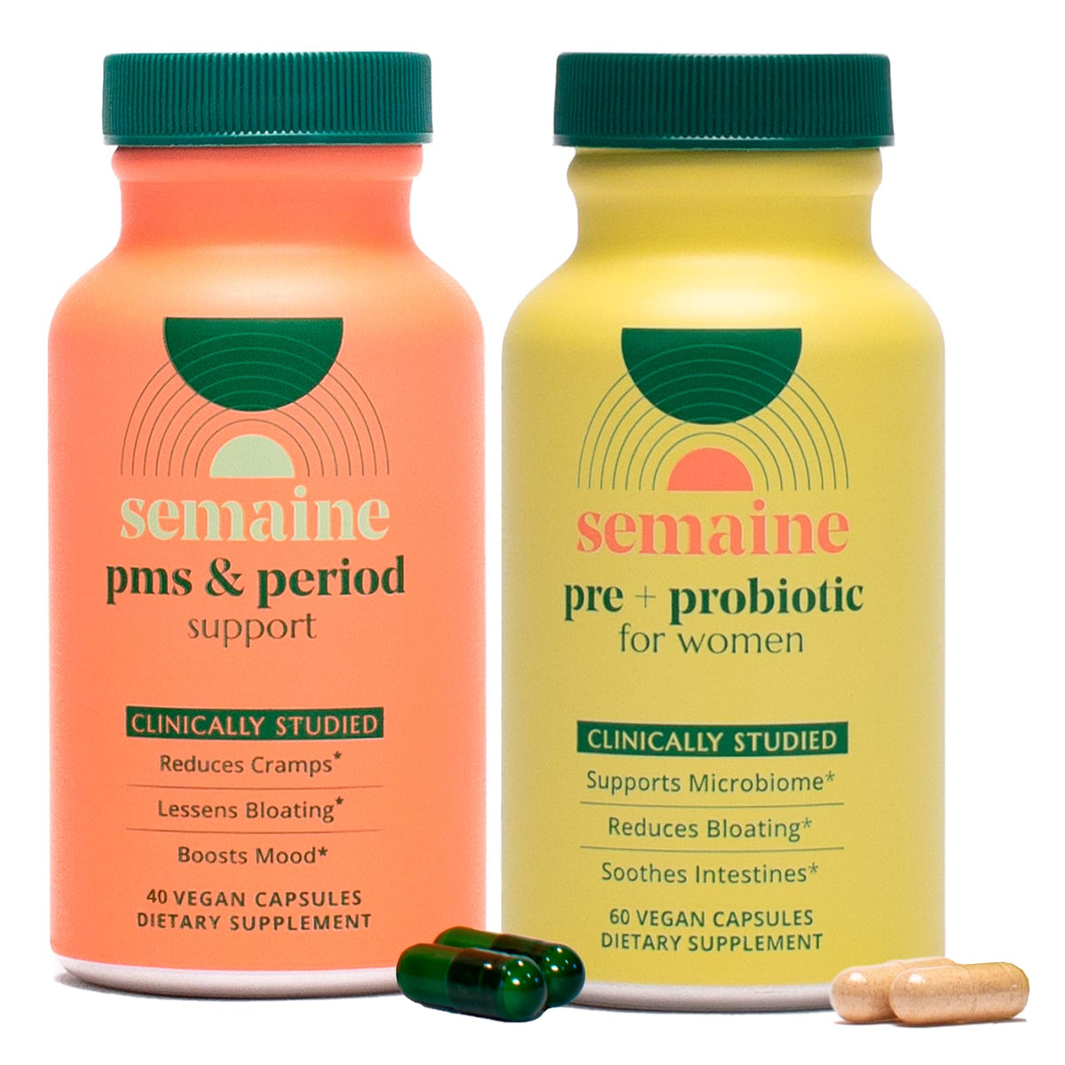 Semaine Health Prebiotics and Probiotics for Women - Women Probiotic + Prebiotic with Standardized Ginger, Psyllium Husk & Acacia Gum, 4 Billion CFU Lactobacillus, 60 Vegetable Capsules