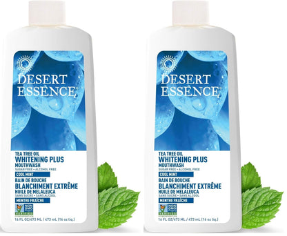 Desert Essence Mouthwash, Tea Tree Whitening Mint, 16 Fluid Ounce