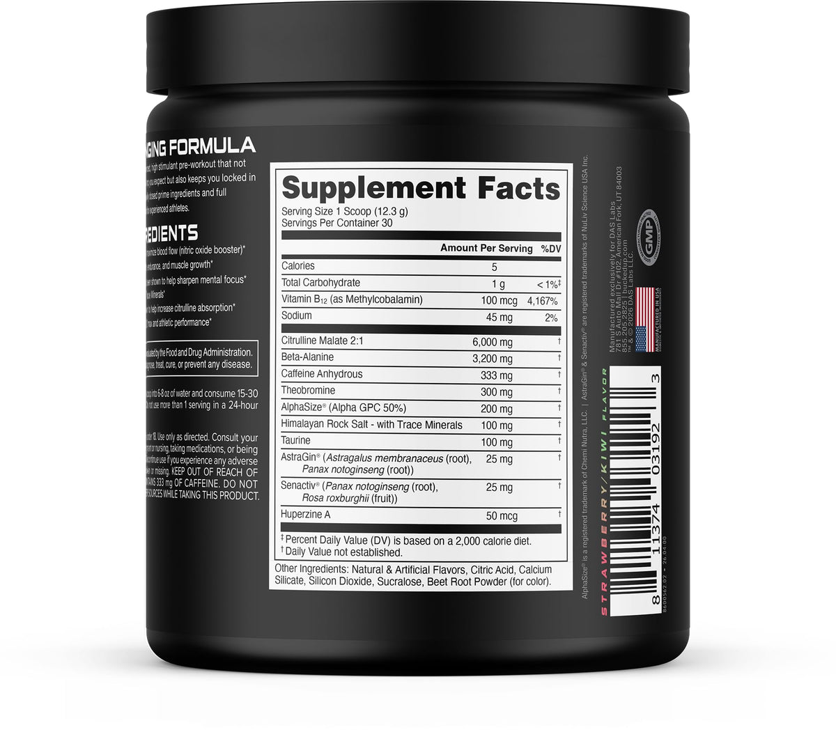Bucked Up - Woke - HIGH STIM Pre Workout - Best Tasting - Focus Nootropic, Pump, Strength and Growth, 30 Servings (Rocket Pop)