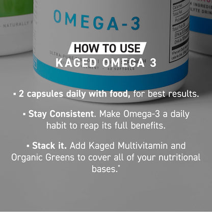 Kaged Omega 3 Fish Oil Supplement | 3000mg Omega 3 Fatty Acid with EPA & DHA | Ultra-Pure | No Fish Burps | 60 Pills