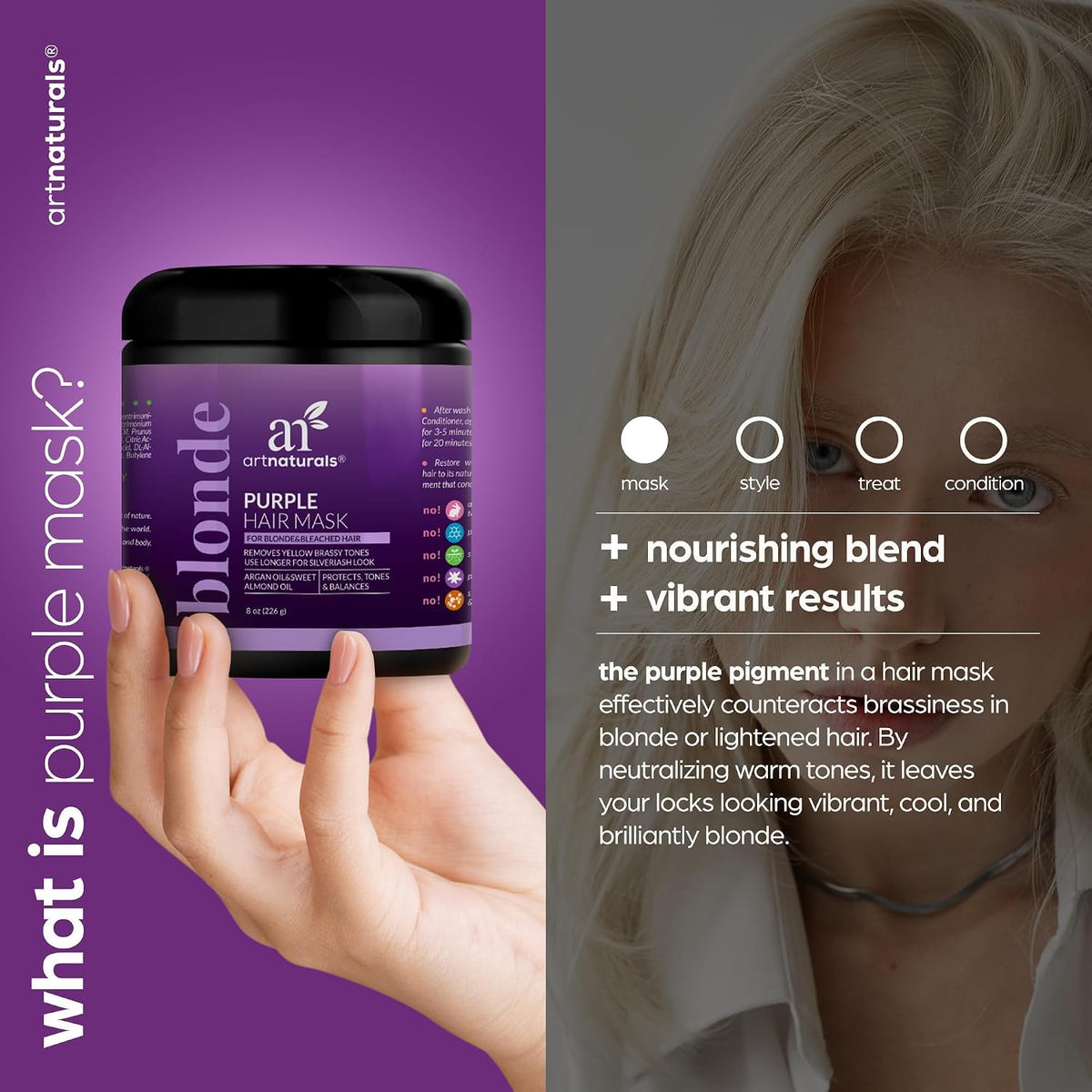 ArtNaturals Purple Hair Mask, 8 oz