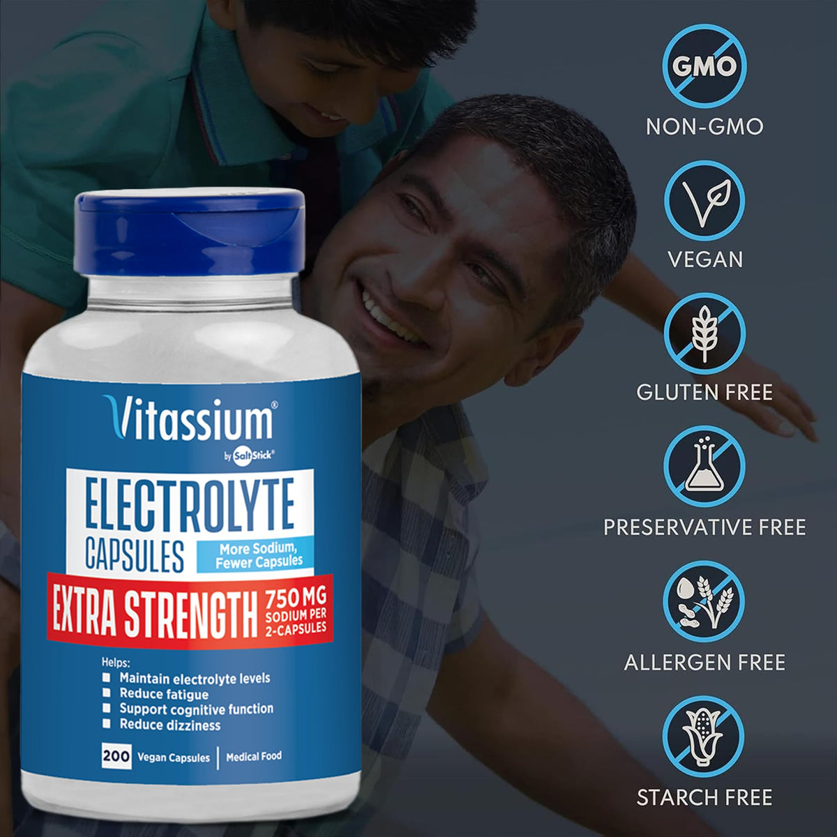 Vitassium Electrolytes Salt Pills for POTS Scientifically Formulated 100ct