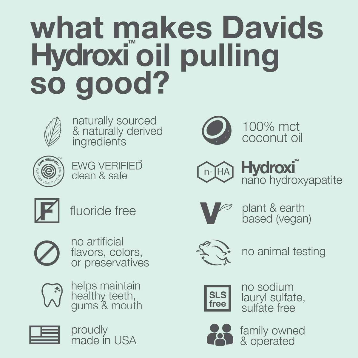 Davids Nano Hydroxyapatite Oil Pulling Oral Rinse Mouthwash, 100% MCT Coconut Oil, Promotes Teeth and Gum Health, Natural Whitening, Essential Oils