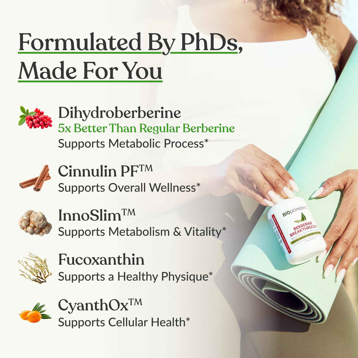 BIOptimizers Berberine Breakthrough Supplement - Metabolic Support –Healthy Metabolism - 60 Capsules – Vegetarian, Gluten-Free, Soy-Free