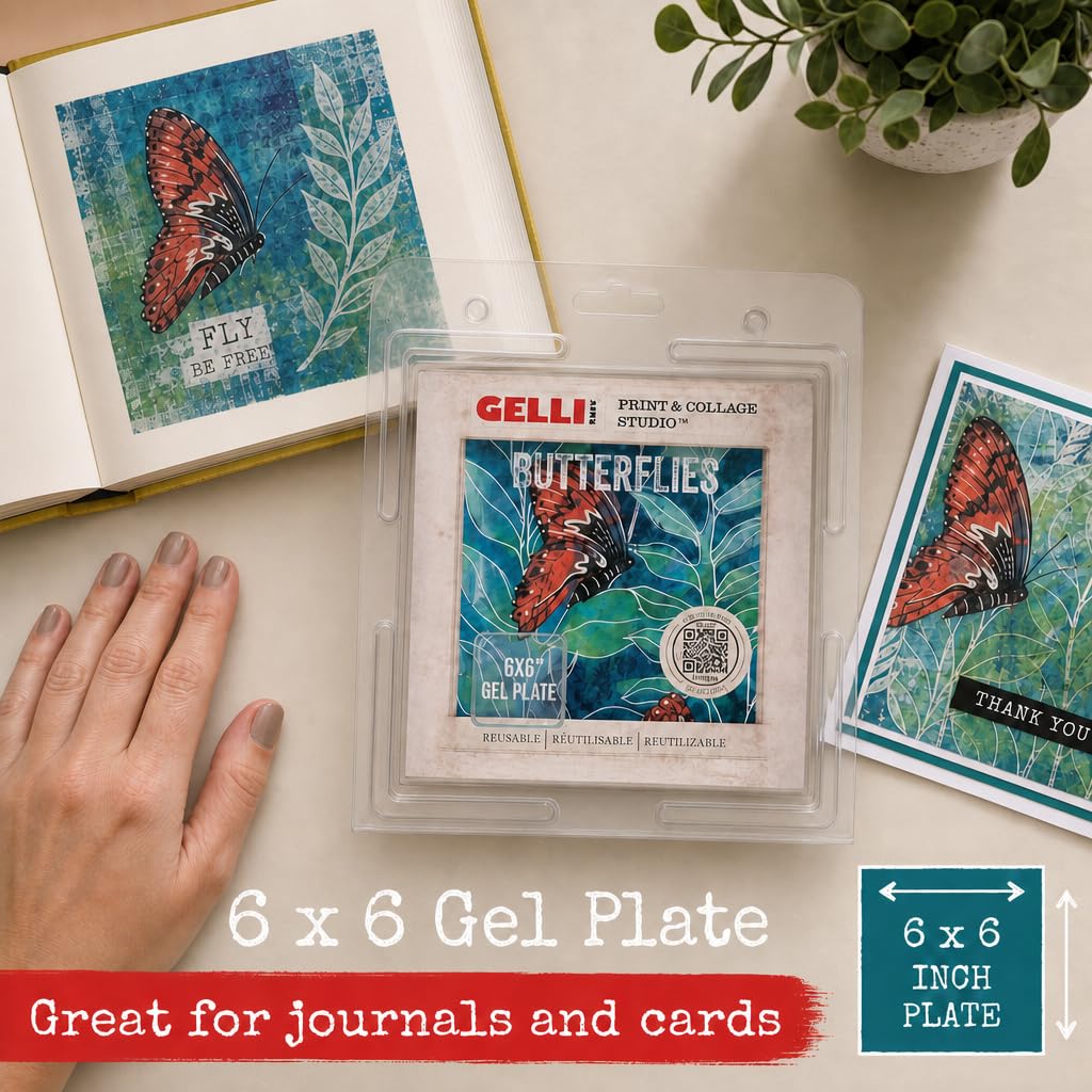 Gelli Arts Gel Printing Plate – Reusable Gel Printing Plate, Printmaking Supplies, Monoprinting at Home, Arts and Crafts – Easy Cleaning & Storage – Made in the USA – 6" x 6" – Blush Bloom