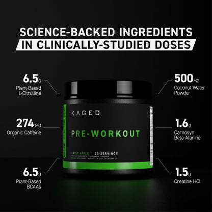 Kaged Original Pre Workout Powder | Fruit Punch | Pre-Workout with Creatine, Beta Alanine, L-Citrulline, BCAAs | 274 mg Caffeine | Pre Supplements for Men & Women | 20 Servings