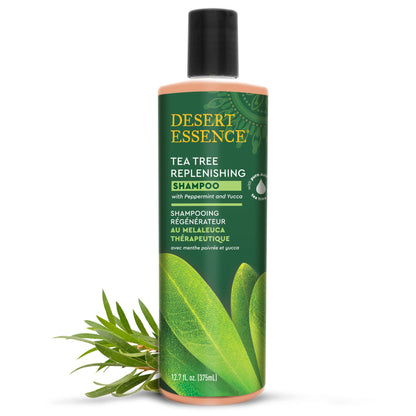 Desert Essence Tea Tree Replenishing Shampoo with Peppermint, 12.7 oz